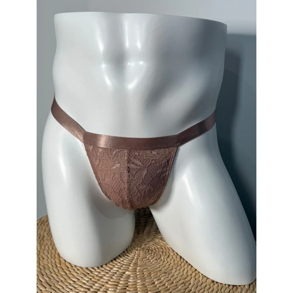 Cosabella Never Say Never Lace Italian Thong Men's Nude Blush Underwear NWT‎ L